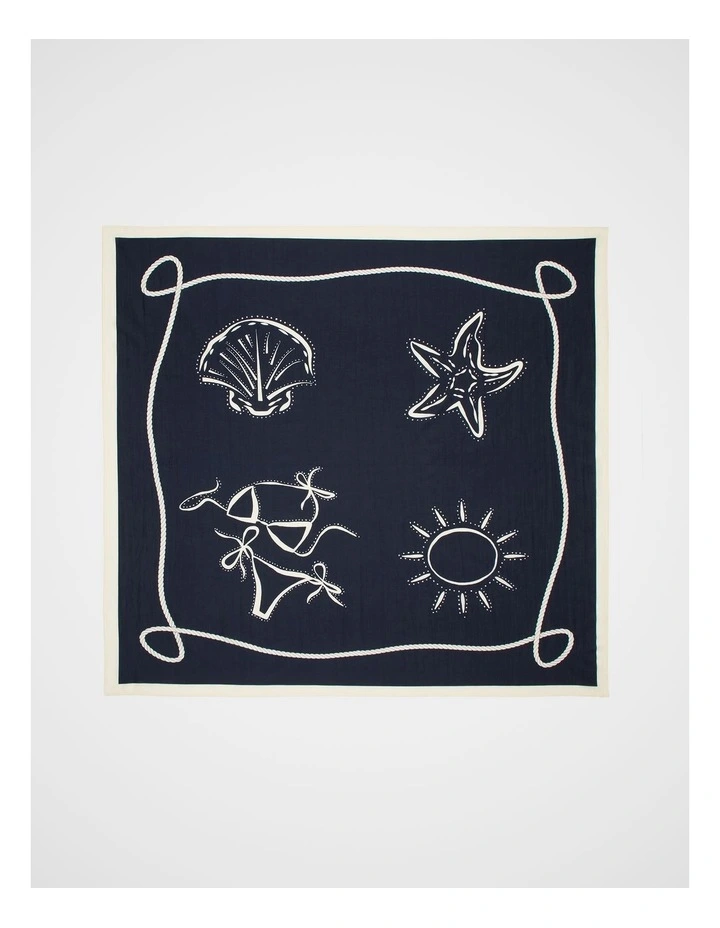 Large Seashell Printed Scarf in Twilight Blue image 3