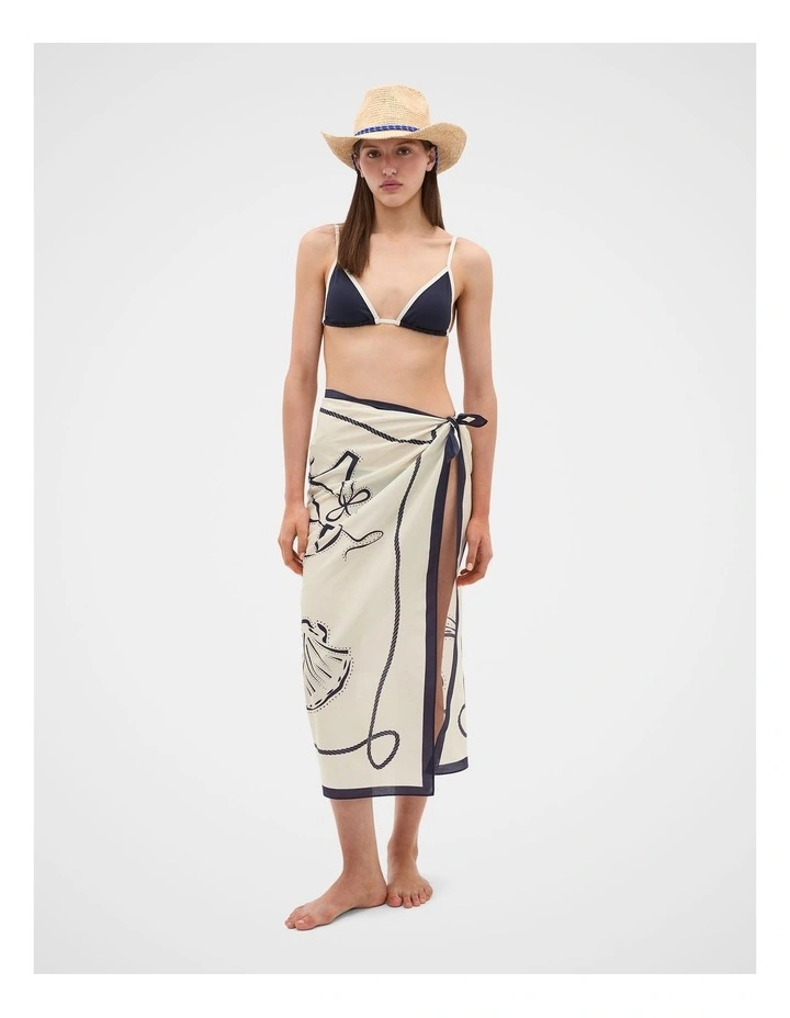 Large Seashell Printed Scarf in Coconut Cream image 2