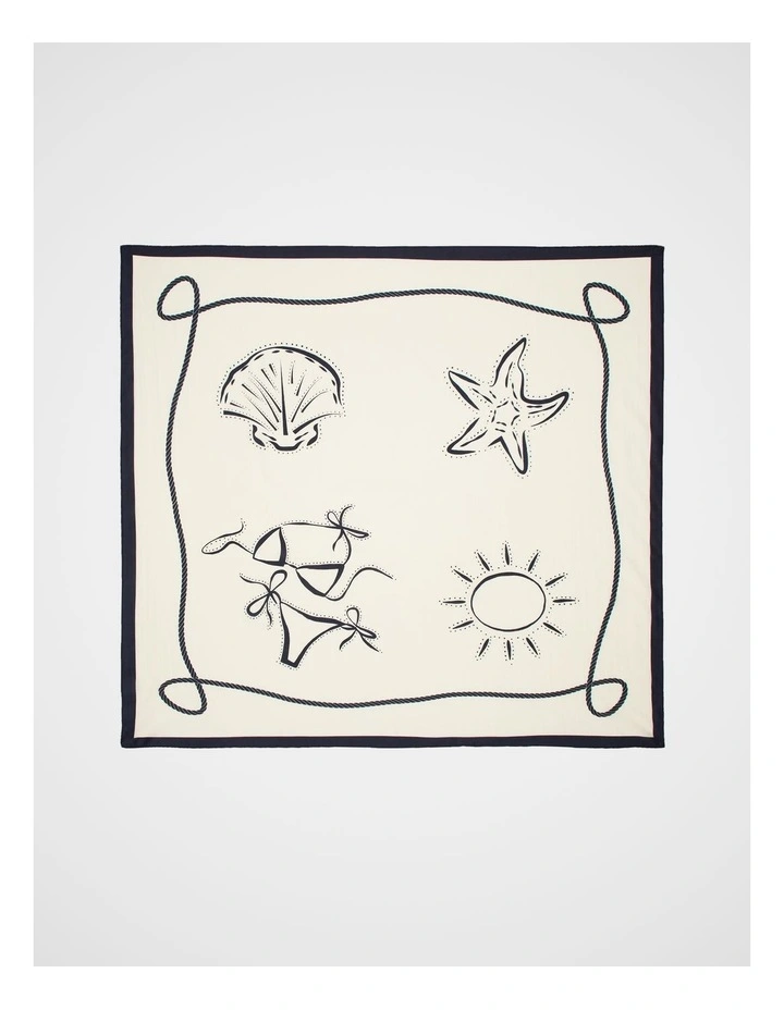 Large Seashell Printed Scarf in Coconut Cream image 3