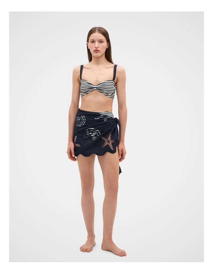 Seashell Embroidered Short Sarong in Twilight Blue image 1