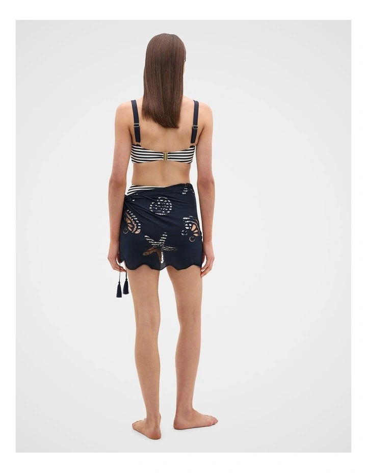 Seashell Embroidered Short Sarong in Twilight Blue image 3