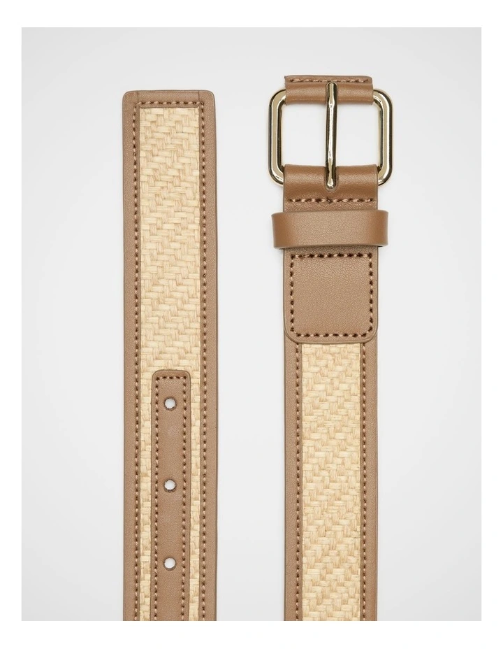 Allegra Woven Belt in Tan image 3