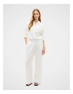 Core Linen Tie Pant in Whisper White