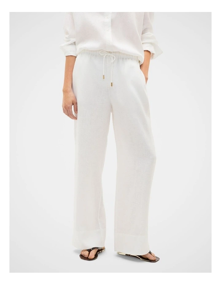 Core Linen Tie Pant in Whisper White image 4
