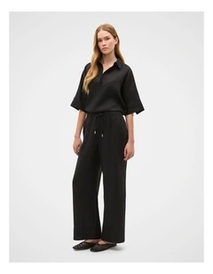 Core Linen Tie Pant in Black