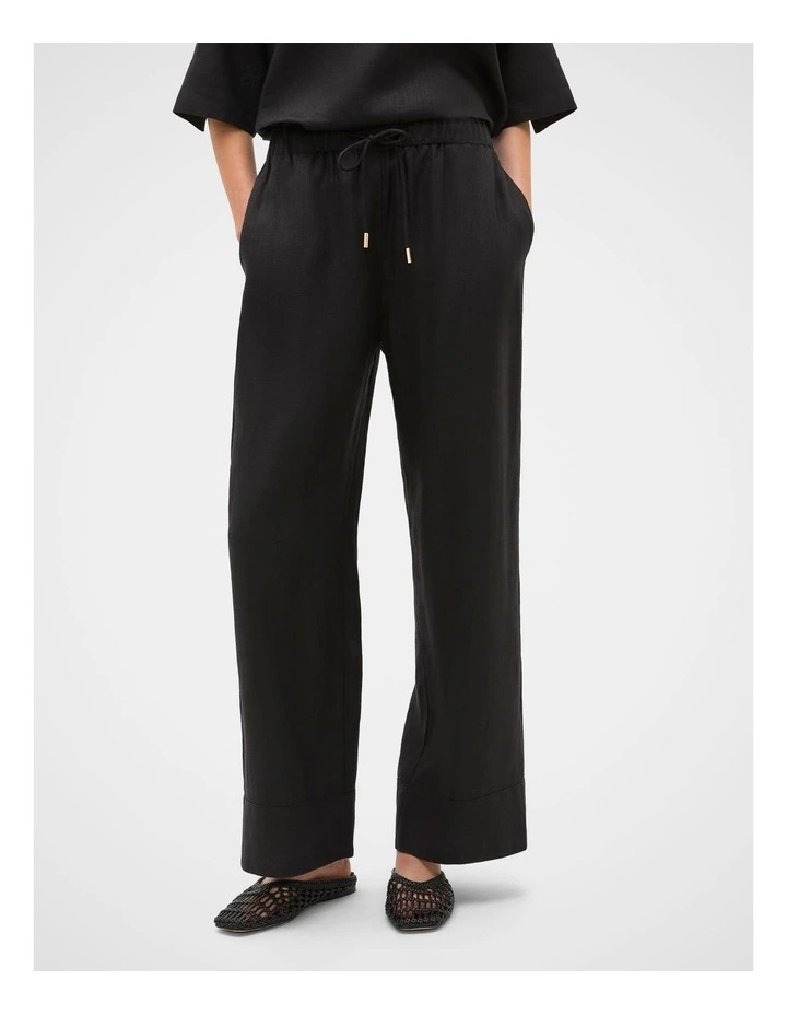 Core Linen Tie Pant in Black image 2