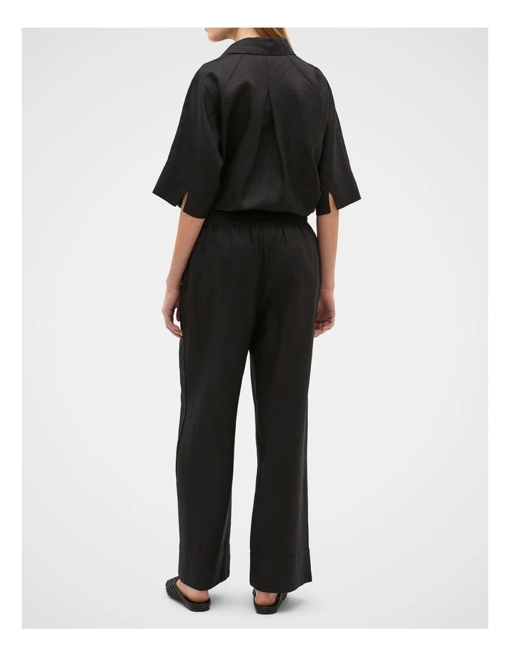 Core Linen Tie Pant in Black image 3