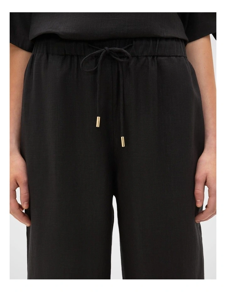 Core Linen Tie Pant in Black image 4