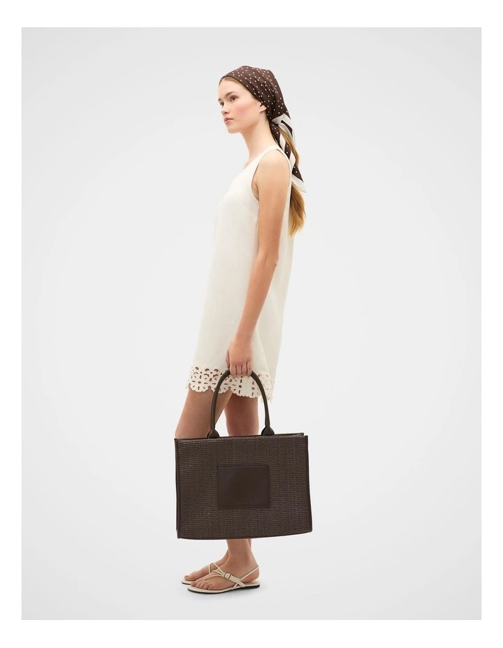 Structured Woven Tote in Dark Espresso image 2