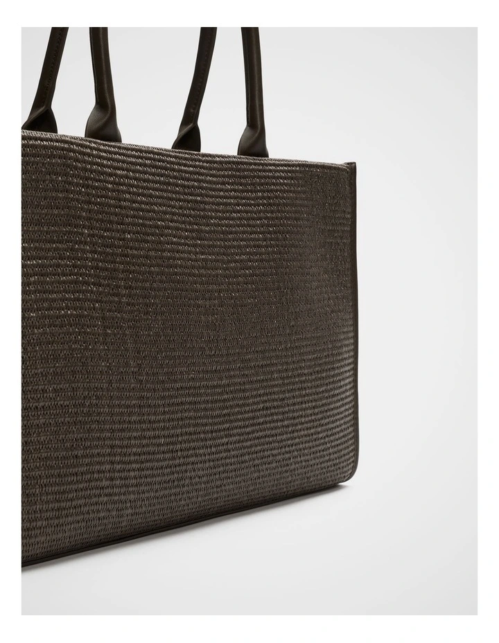 Structured Woven Tote in Dark Espresso image 3