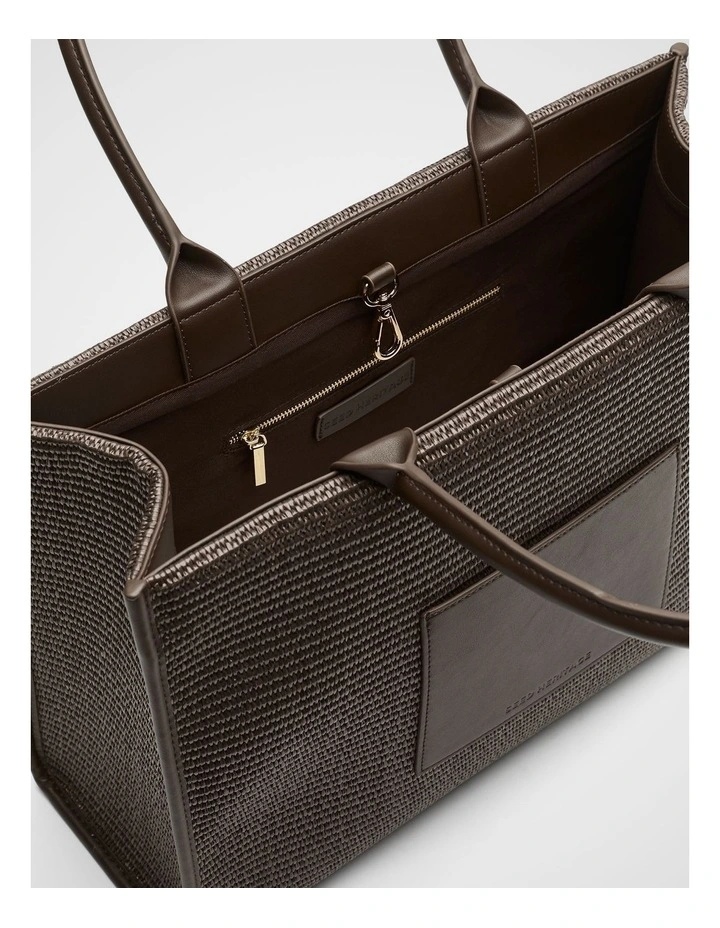 Structured Woven Tote in Dark Espresso image 4
