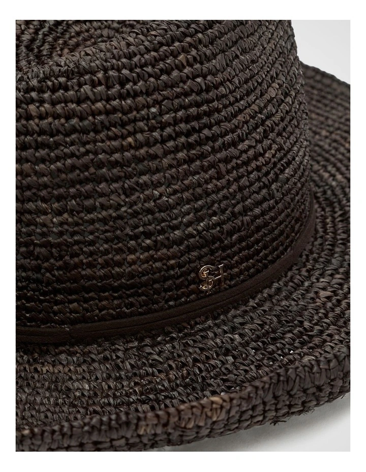 Wide Brim Raffia Fedora in Dark Espresso image 4