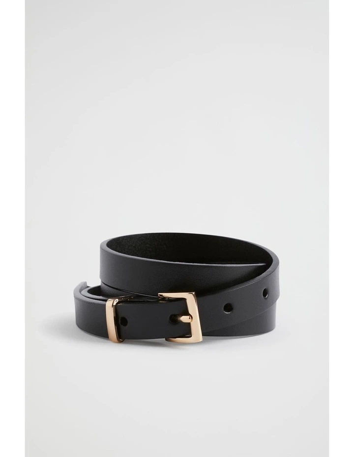 Celeste Narrow Leather Belt in Black image 1