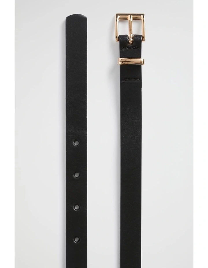 Celeste Narrow Leather Belt in Black image 3
