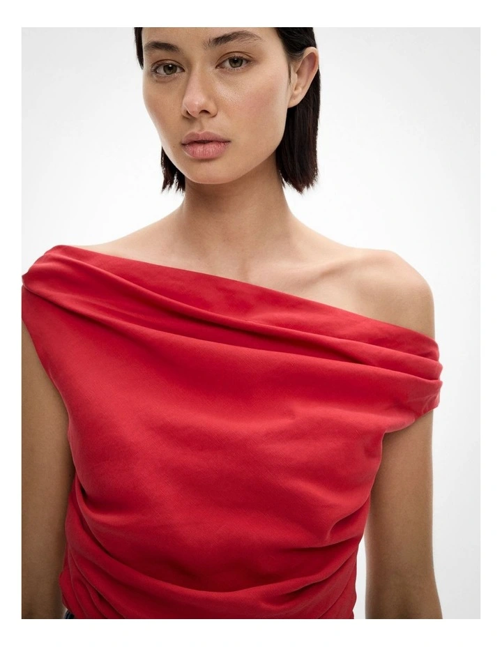 Off Shoulder Top in Flame Red image 3