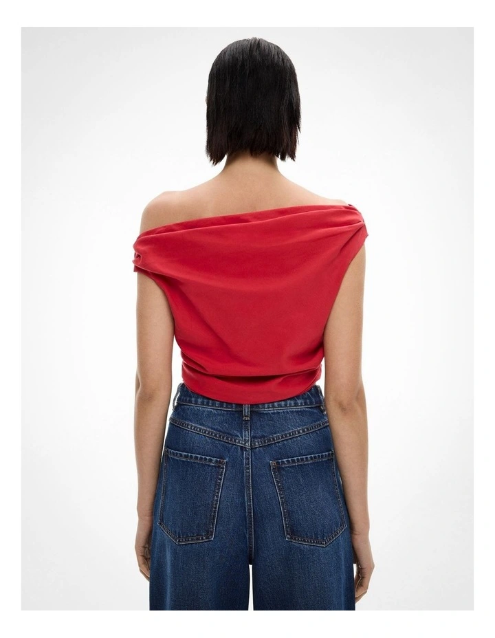 Off Shoulder Top in Flame Red image 4