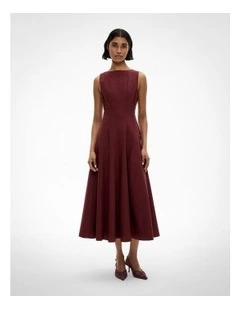 Panelled Midi Dress in Bordeaux