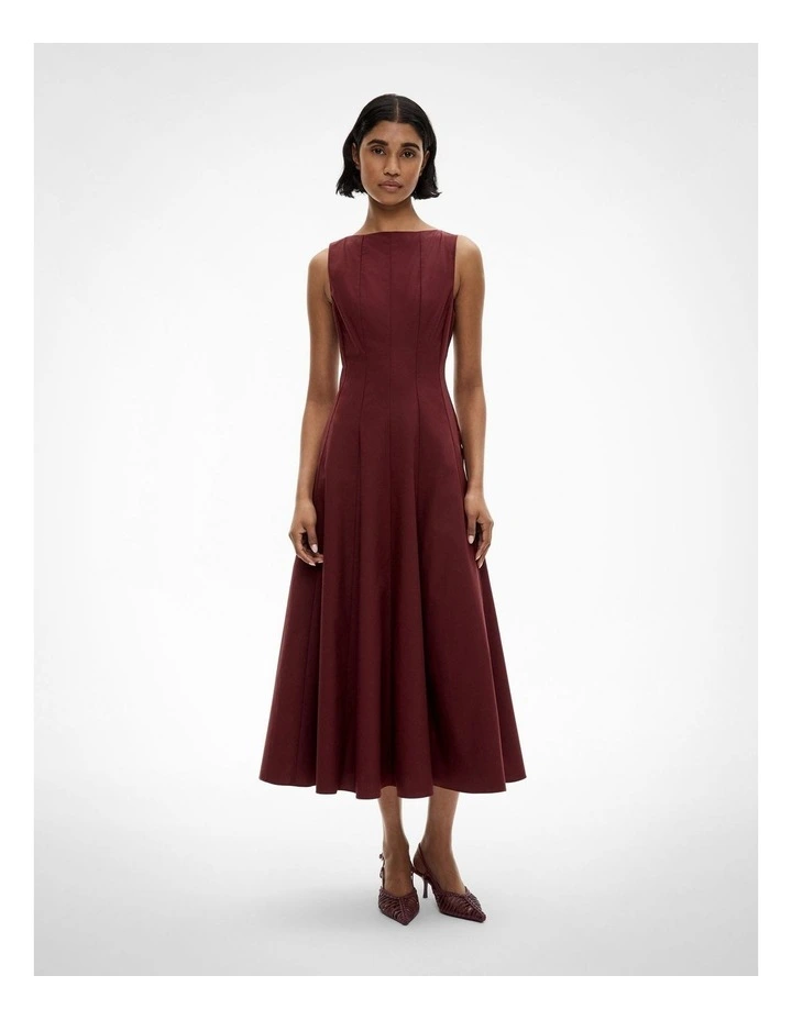 Panelled Midi Dress in Bordeaux image 1