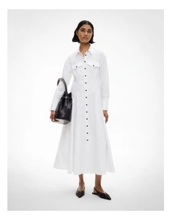 Godet Shirt Dress in Fresh White