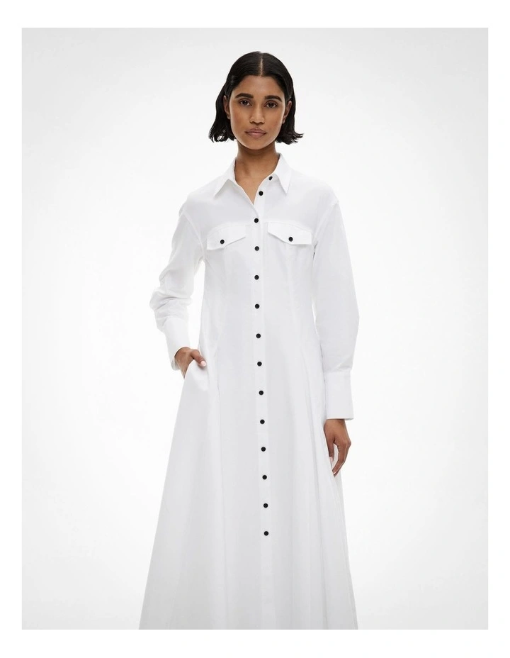Godet Shirt Dress in Fresh White image 2