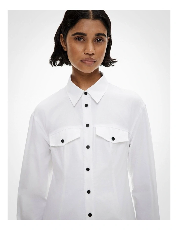 Godet Shirt Dress in Fresh White image 3