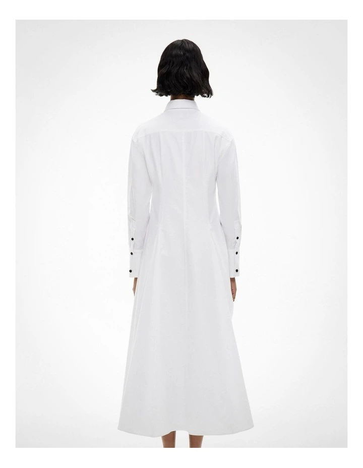 Godet Shirt Dress in Fresh White image 4