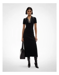 Polo Rib Knit Dress in Black
