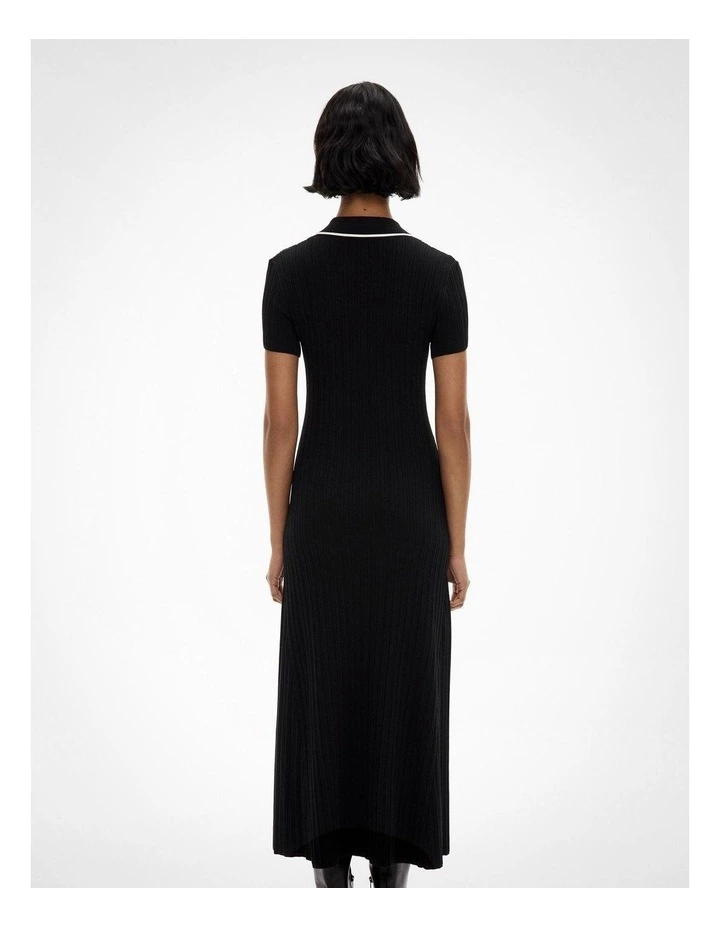 Polo Rib Knit Dress in Black image 4