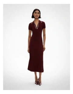 Polo Rib Knit Dress in Bordeaux