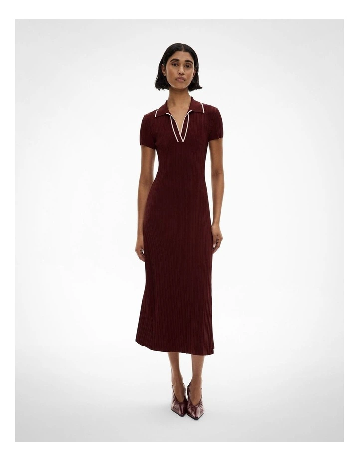 Polo Rib Knit Dress in Bordeaux image 1