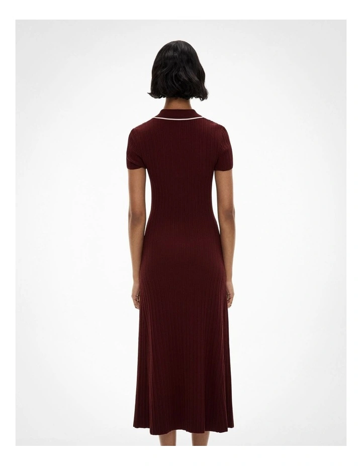 Polo Rib Knit Dress in Bordeaux image 4