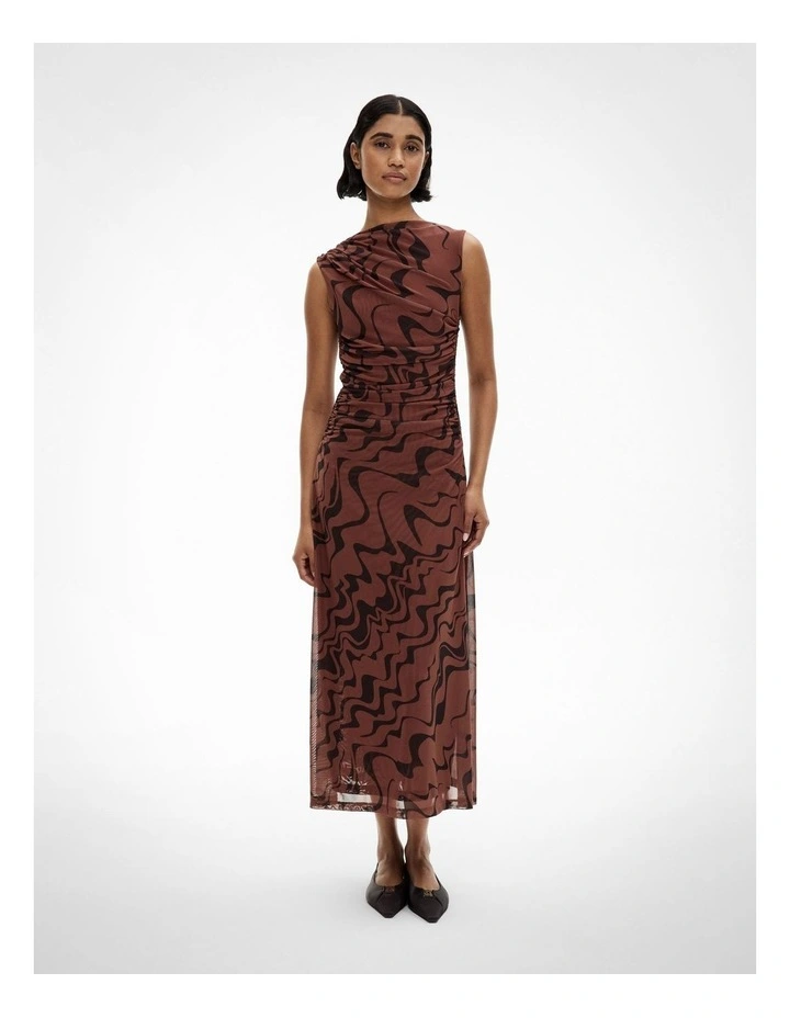 Mesh Drape Tank Dress in Maple Rose Print image 1