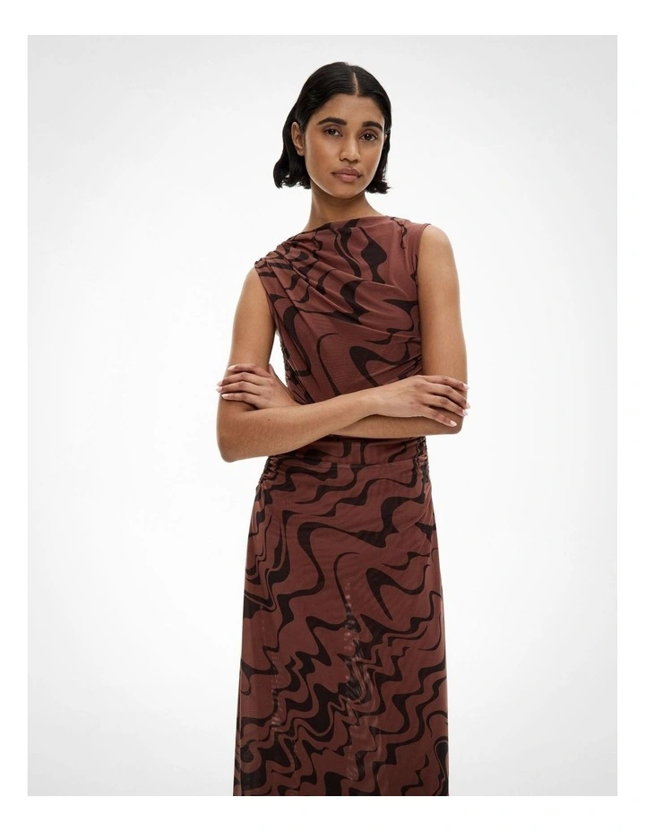 Mesh Drape Tank Dress in Maple Rose Print image 2
