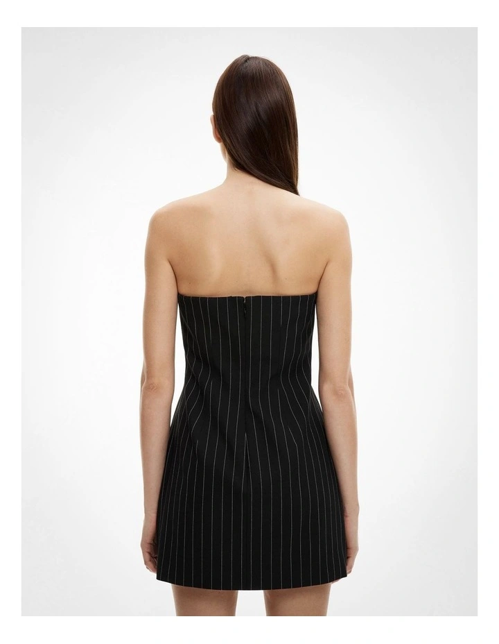 Strapless Mini Dress in Black Stripe image 5