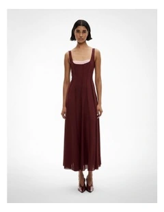 Contrast Layer Dress in Bordeaux