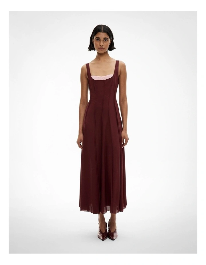 Contrast Layer Dress in Bordeaux image 1