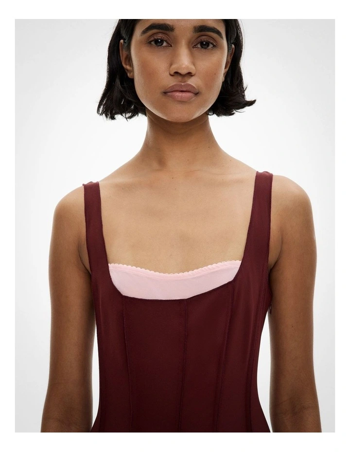 Contrast Layer Dress in Bordeaux image 3