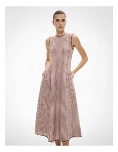 Linen Seam Dress in Maple Gingham