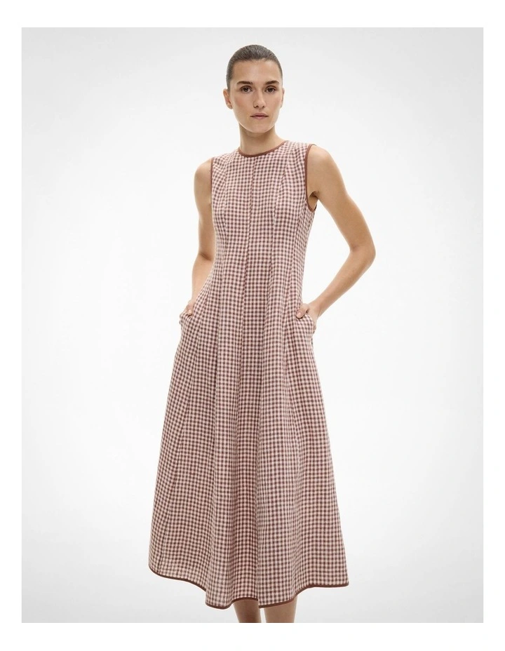 Linen Seam Dress in Maple Gingham image 1