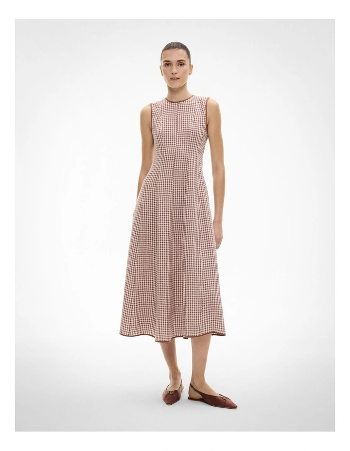Linen Seam Dress in Maple Gingham image 2