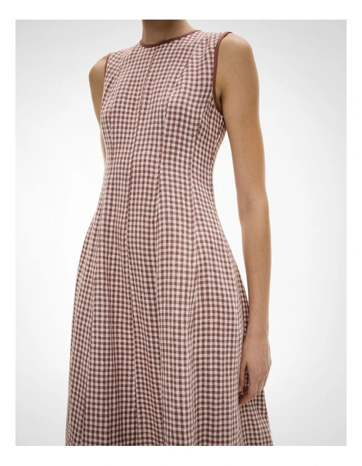 Linen Seam Dress in Maple Gingham image 3