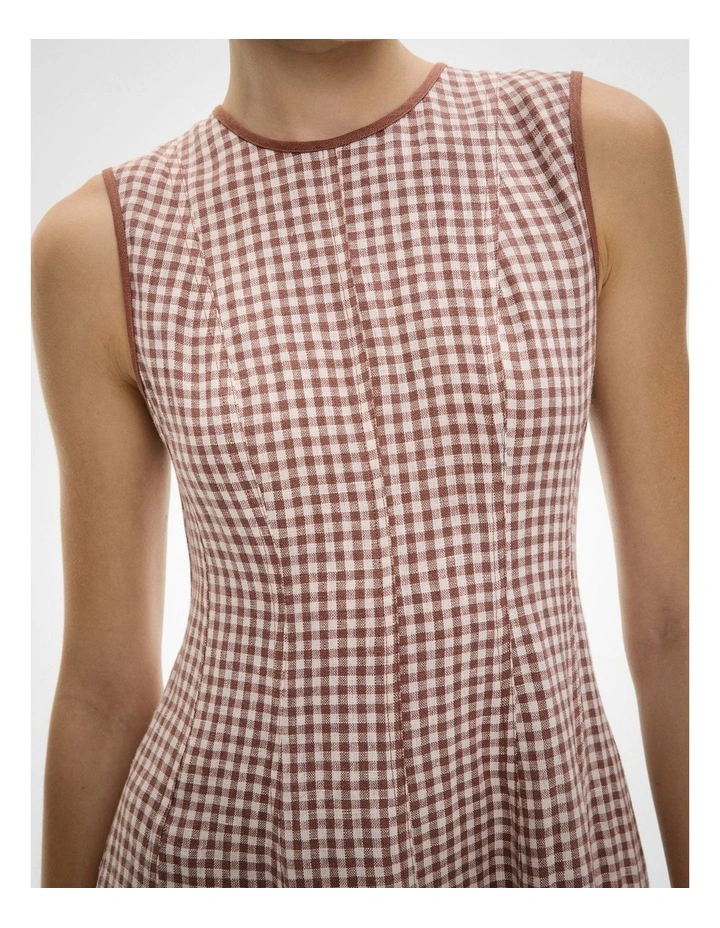 Linen Seam Dress in Maple Gingham image 4