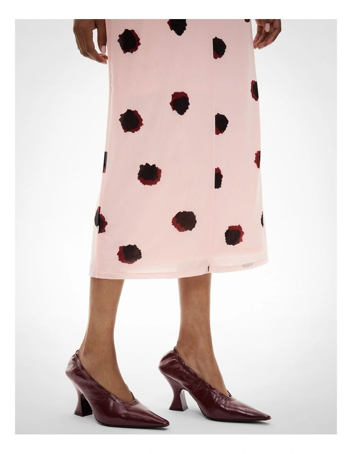 Gather Mesh Dress in Powder Print image 4