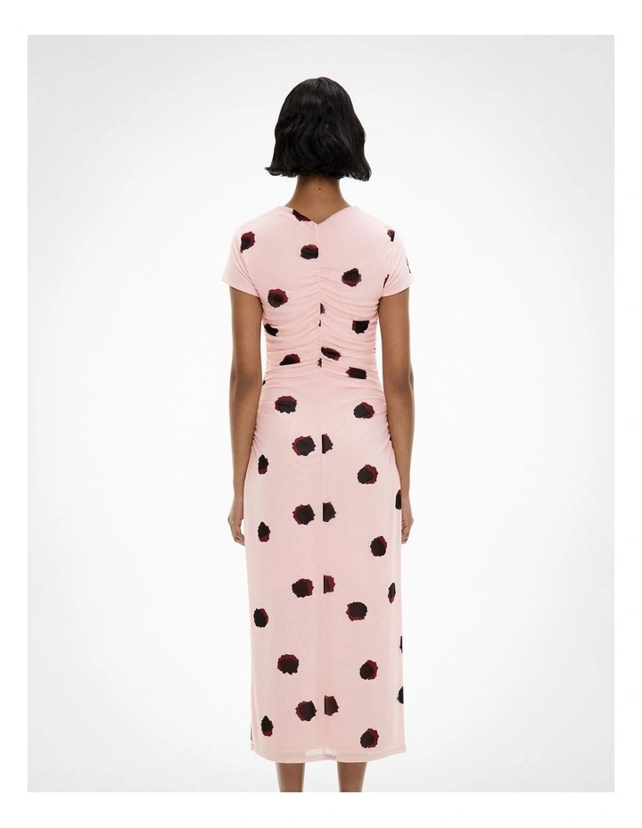 Gather Mesh Dress in Powder Print image 5