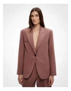 Piped Pocket Blazer in Maple Rose