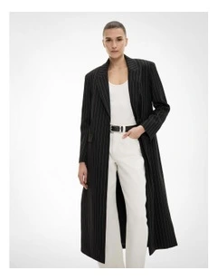 Pinstripe Coat in Black