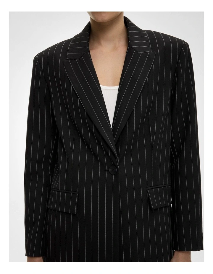 Pinstripe Coat in Black image 3