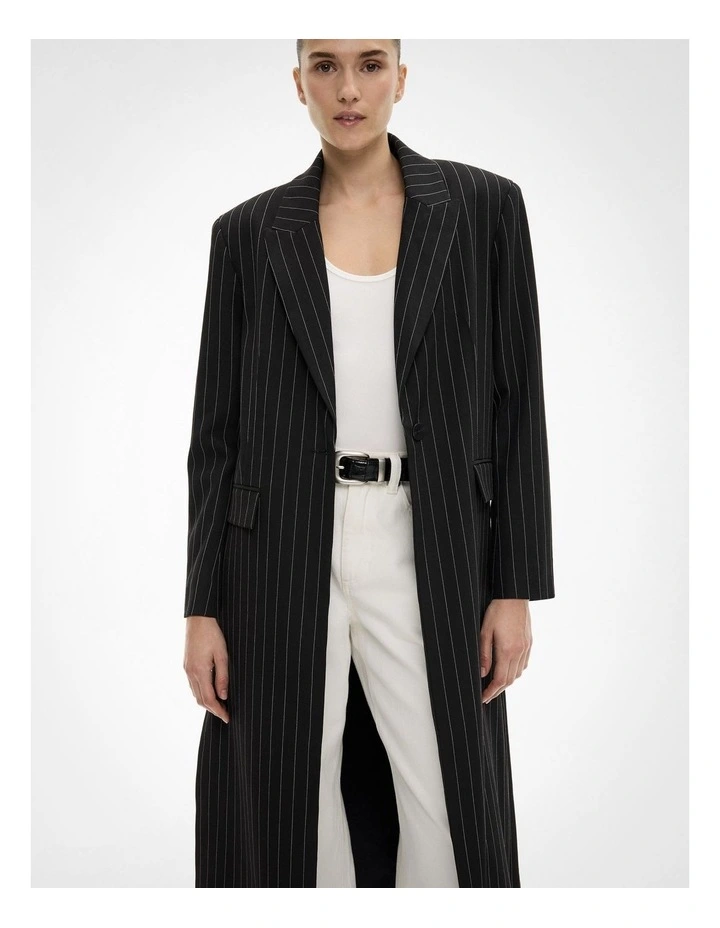Pinstripe Coat in Black image 4