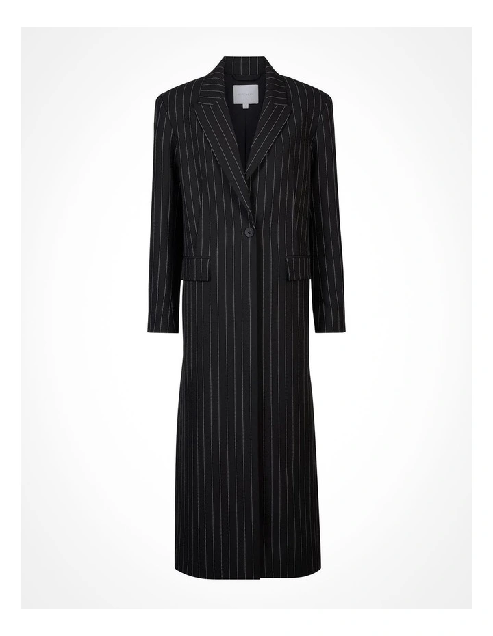 Pinstripe Coat in Black image 6