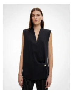Straight Hem Vest in Black